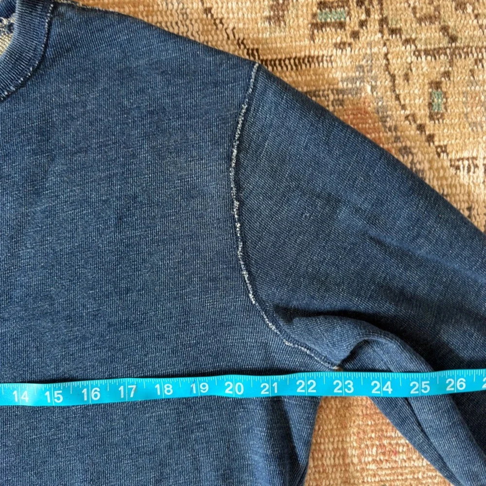 Polo Ralph Lauren Mens Indigo Blue Cotton Crewneck Sweatshirt Vintage Style L